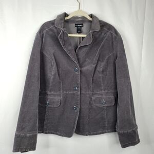 Lane Bryant Micro Corduroy Blazer Size 18/20W Gray Structured Retro Jacket